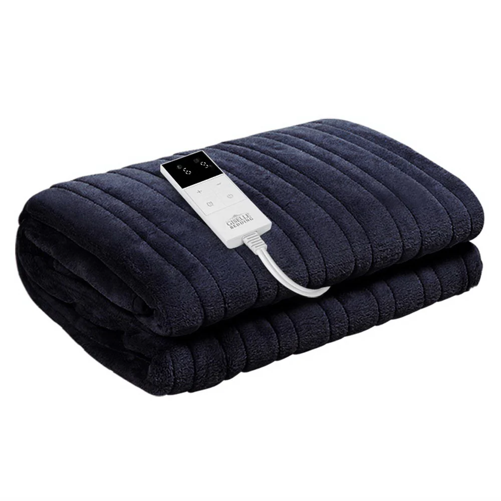 Watson Electric Throw Soft Blanket Heated Rug Fleece Snuggle Washable - Charcoal - Nurns