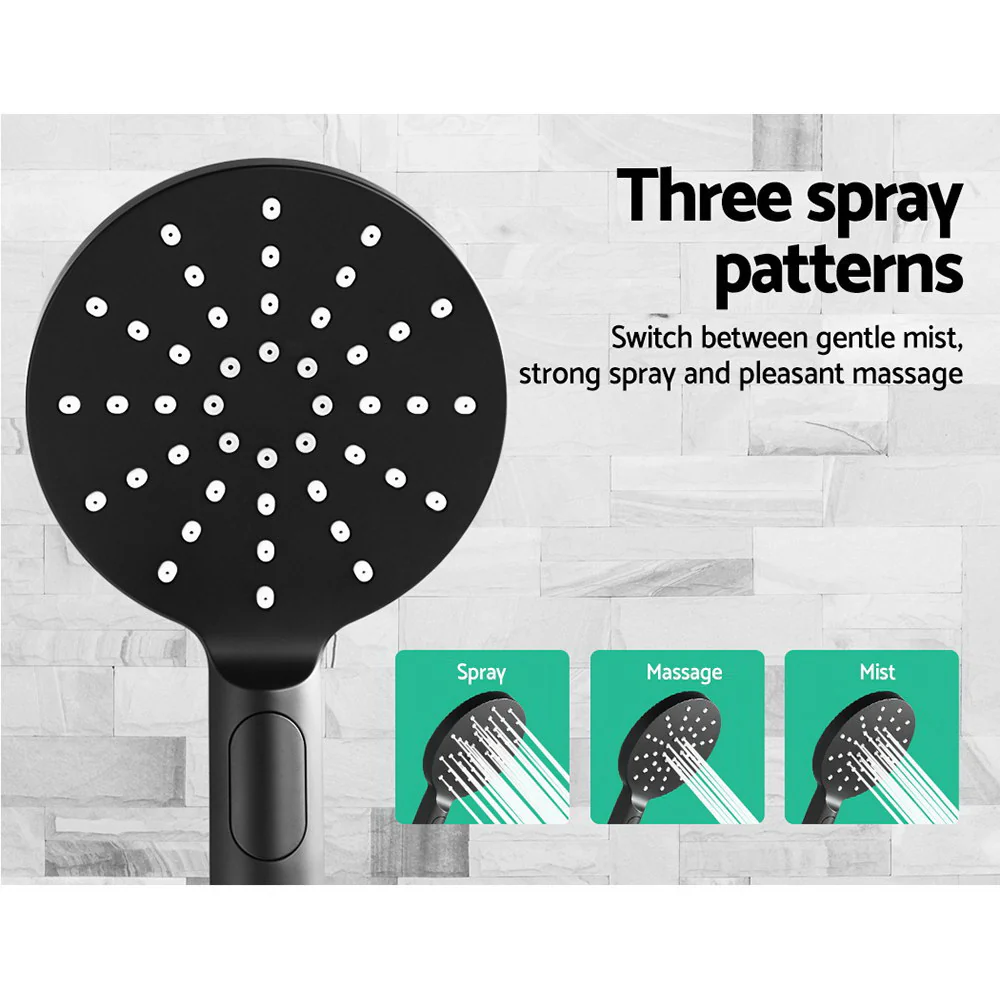 9'' Rain Shower Head Set Handheld Round High Pressure Black - Nurns