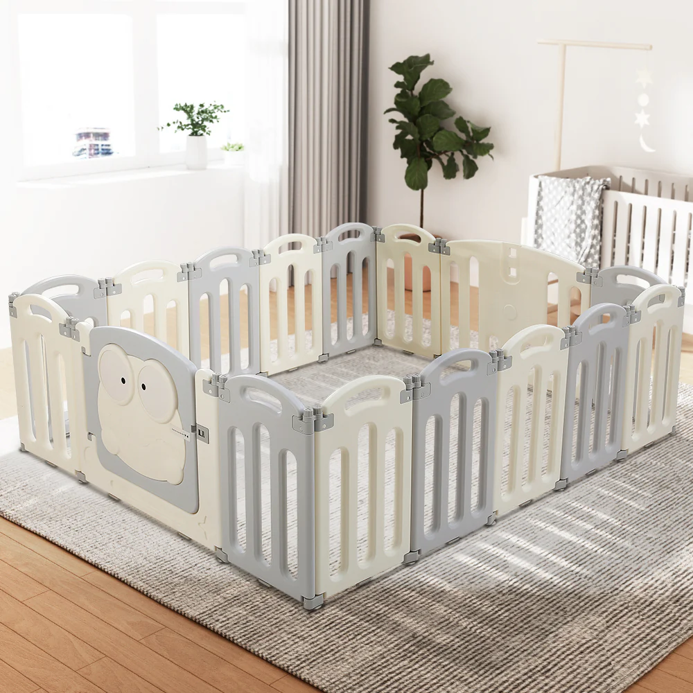 Baby Playpen 16 Panels Foldable Toddler Fence Safety Play Activity Centre - Nurns