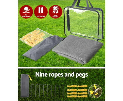 Caravan Privacy Screen Roll Out Awning 1.95 x 2.2M Sun Shade End Wall Side Grey - Nurns