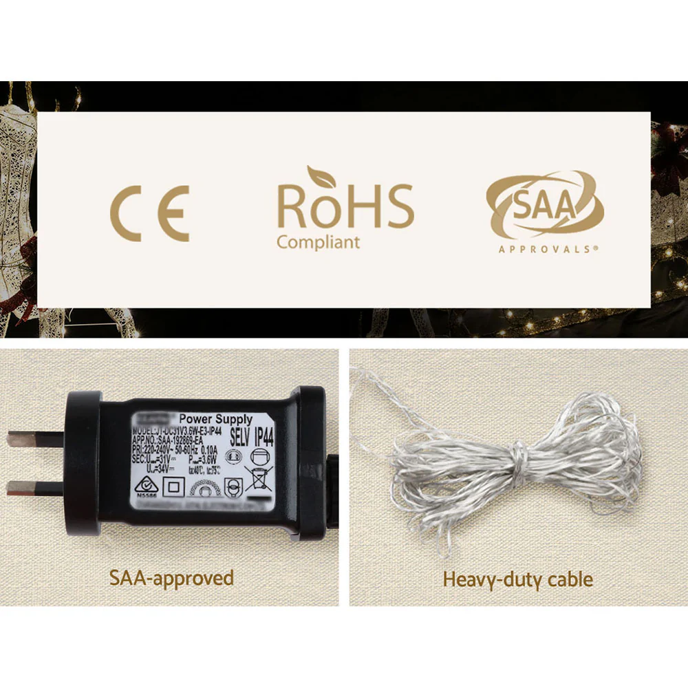 Christmas Lights Reindeer Sleigh 120 LED Decorations - Nurns