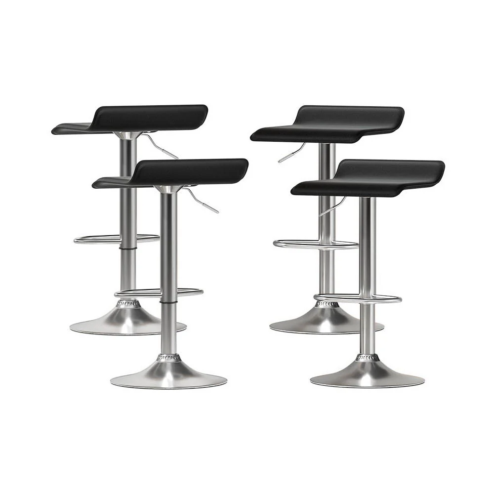 Set of 4 Nicosia Bar Stools Faux Leather Chair - Black - Nurns