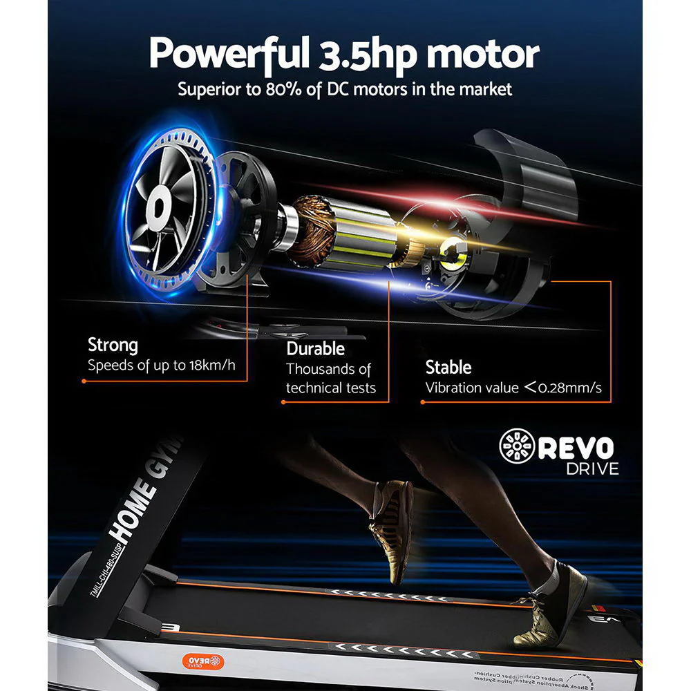 Everfit Treadmill Electric Auto Incline Spring Home Gym Fitness Exercise 480mm - Nurns