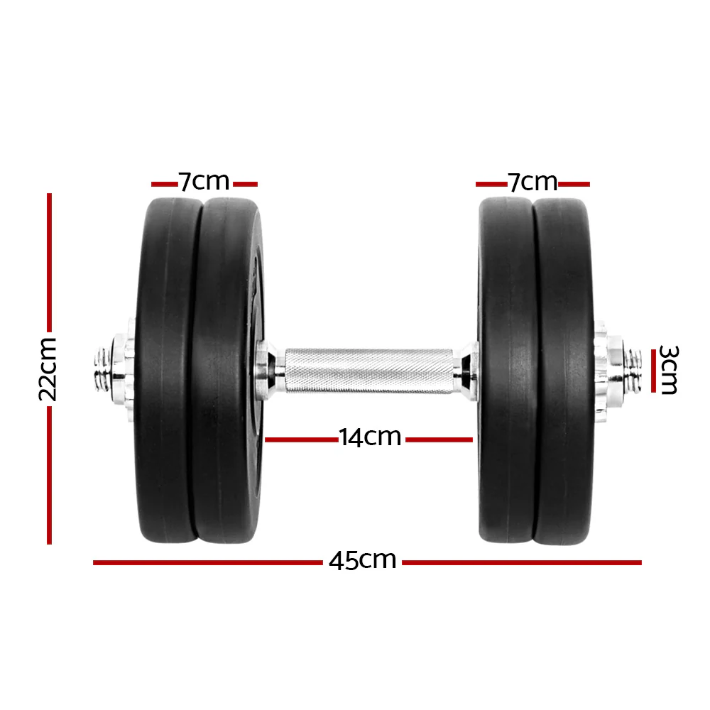 Everfit 25kg Dumbbell Set Weight Plates Dumbbells Lifting Bench - Nurns