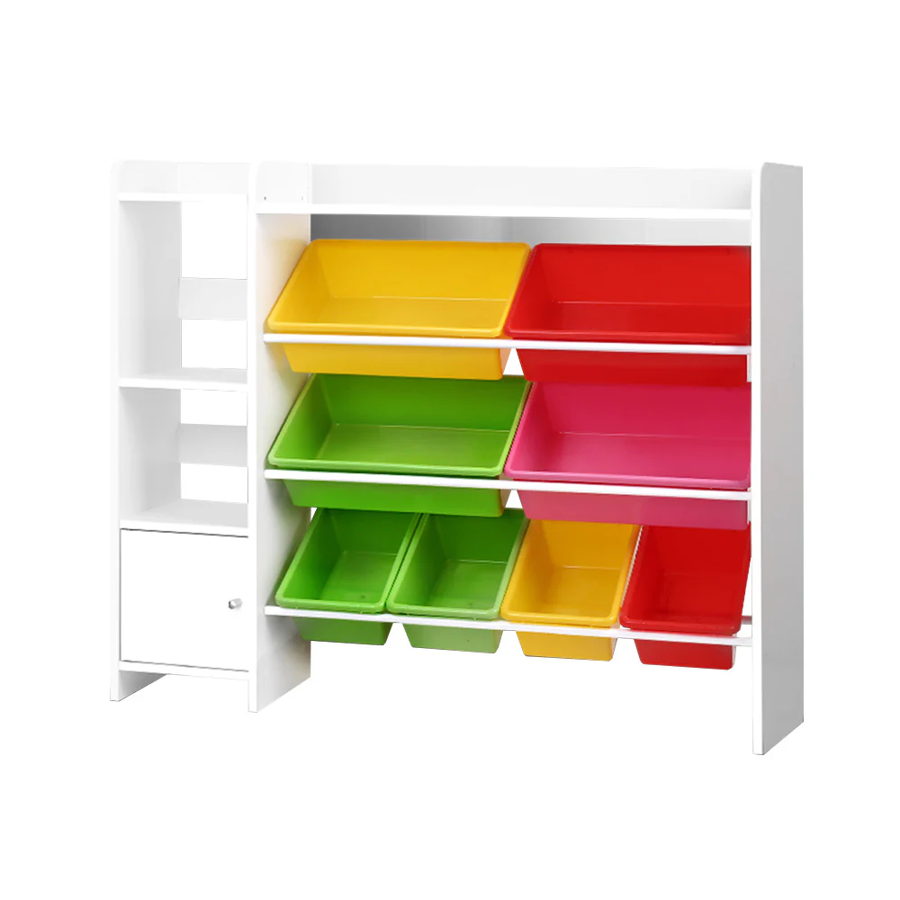 8 Bins Kids Toy Box Storage Organiser Rack Bookshelf Drawer Cabinet - Nurns