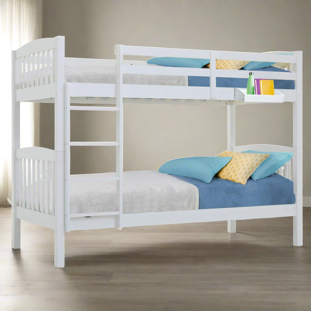 Maia Modular Slumber Wooden Kids Bunk Bed Frame - White Single - Nurns