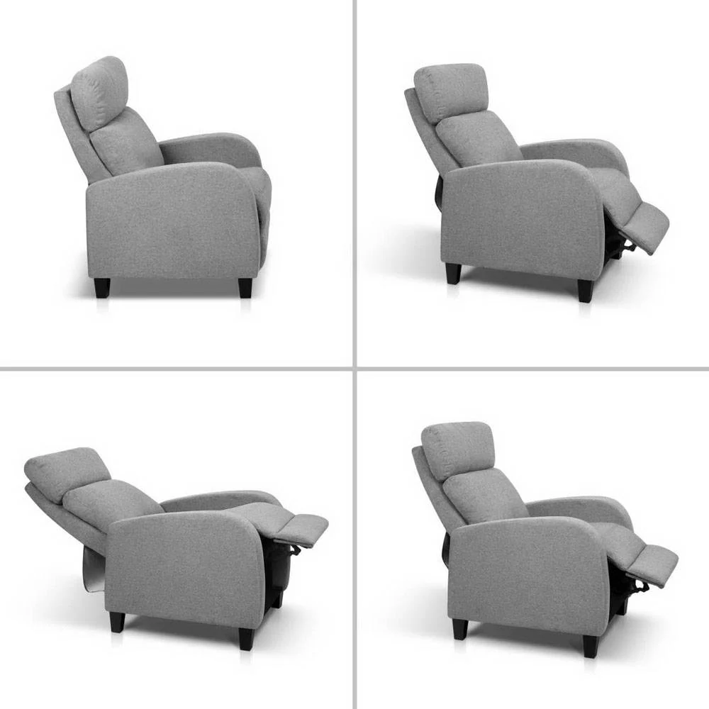 Indira Fabric Reclining Armchair - Grey - Nurns