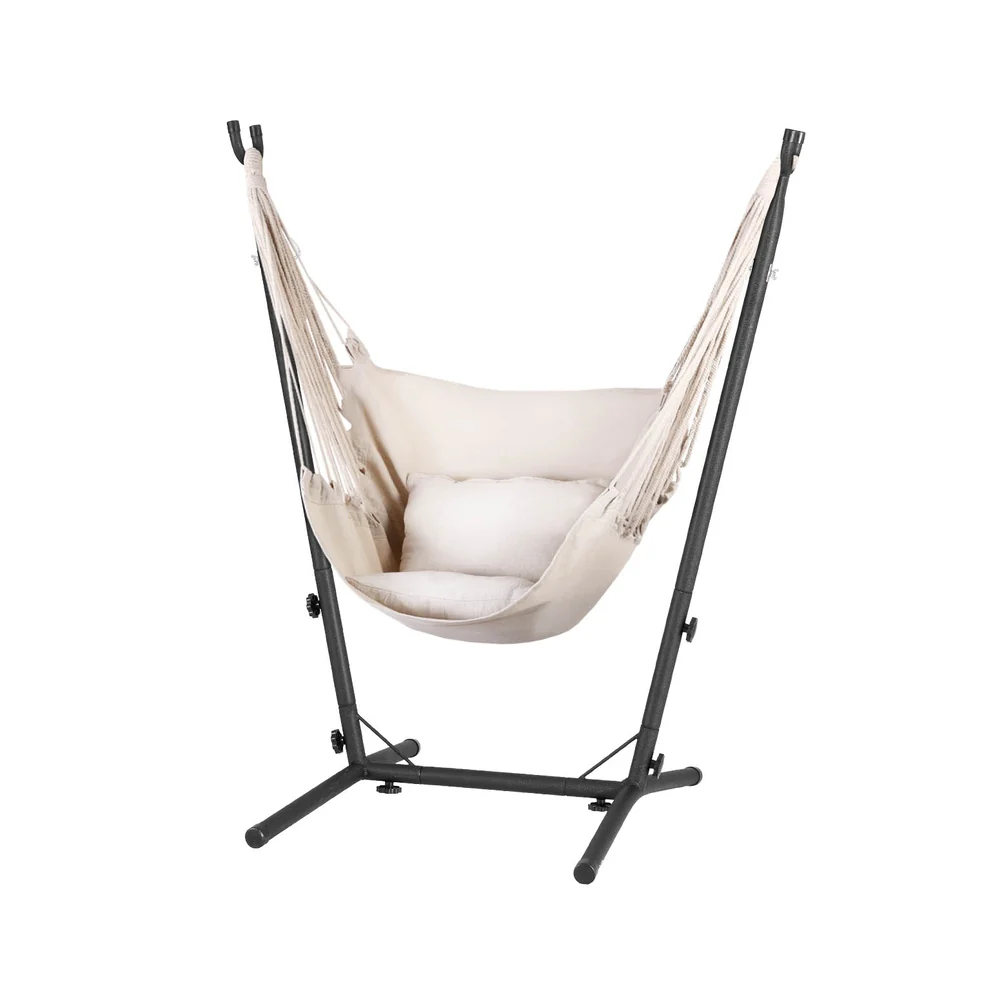Hammock Chair Outdoor Camping Hanging with Stand - Cream - Nurns
