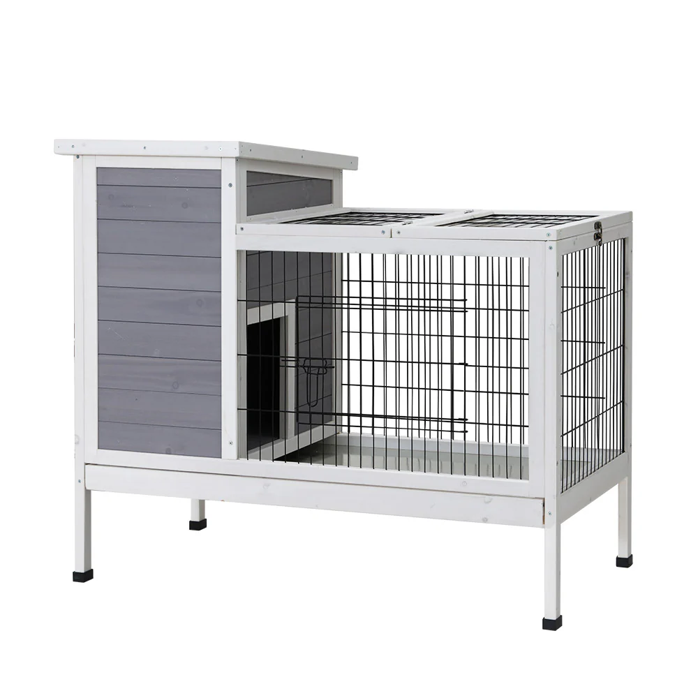 Rabbit Hutch Wooden Ferret Cage Habitat House Outdoor Large - Grey Large - Nurns