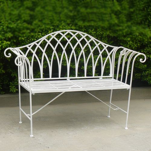 Finley Iron Outdoor Bench - White - Nurns