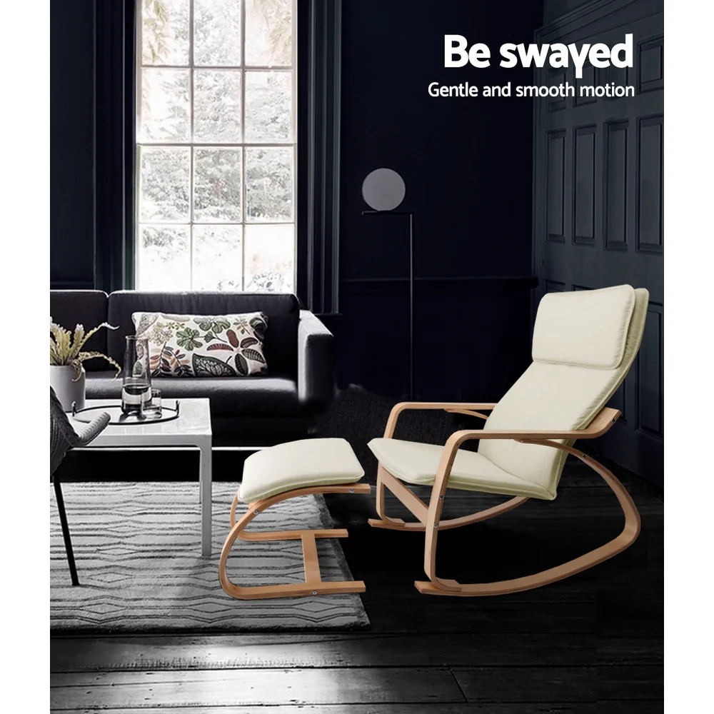 Mayra Rocking Armchair Footstool Bentwood - Beige - Nurns