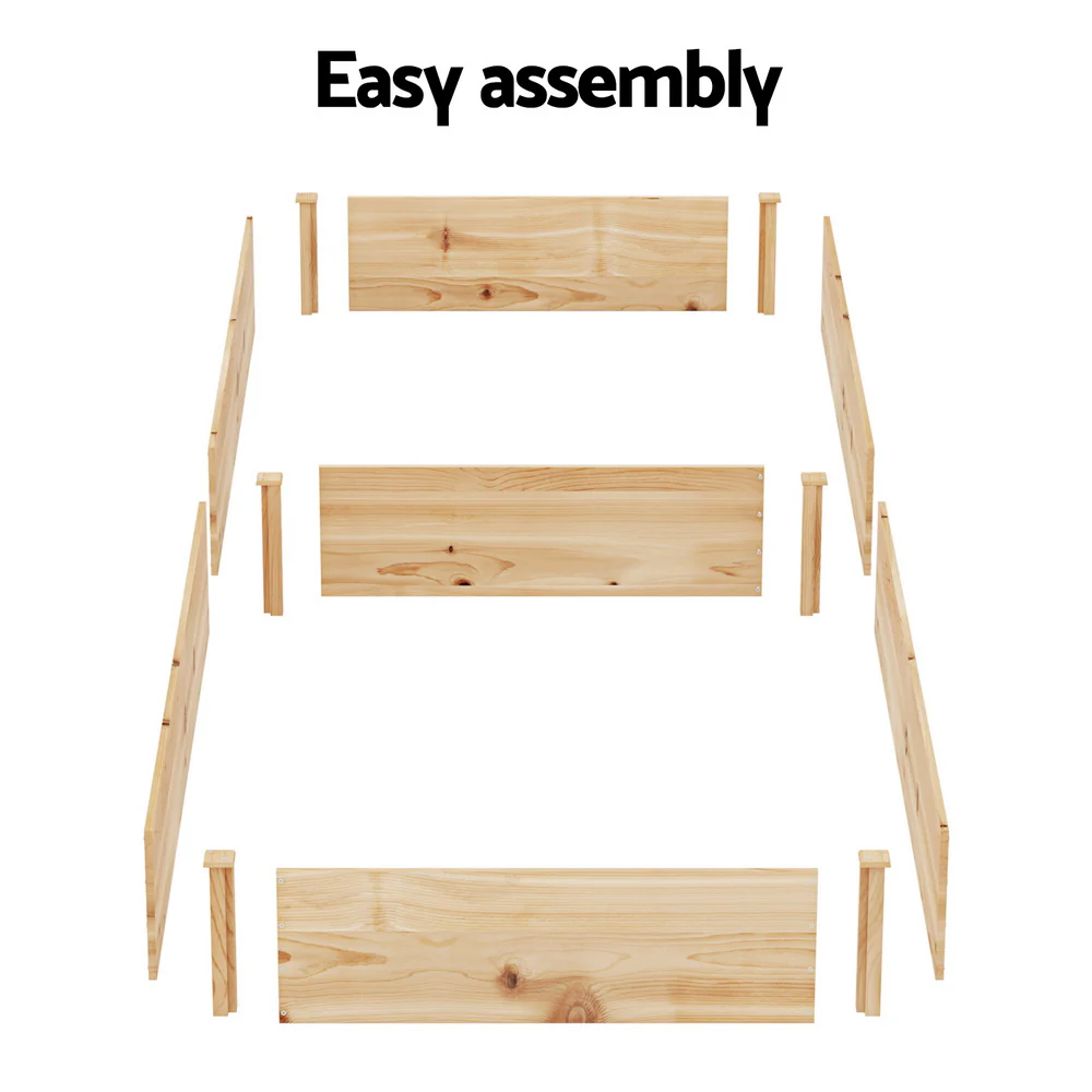 Garden Bed 150x90x30cm Wooden Planter Box Raised Container Growing - Nurns
