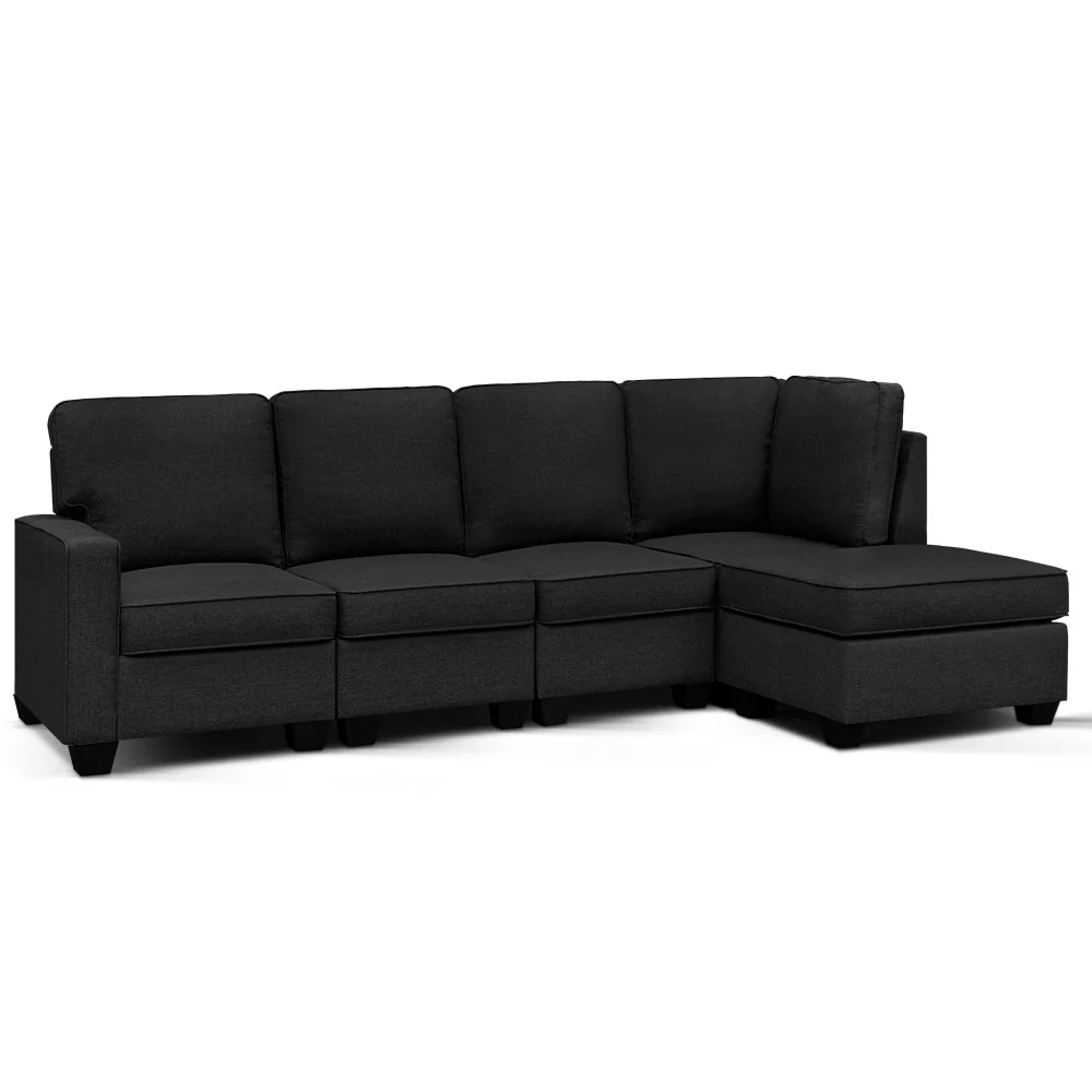 Misty 5-Seater Modular Chaise Suite Couch Sofa Lounge - Dark Grey - Nurns