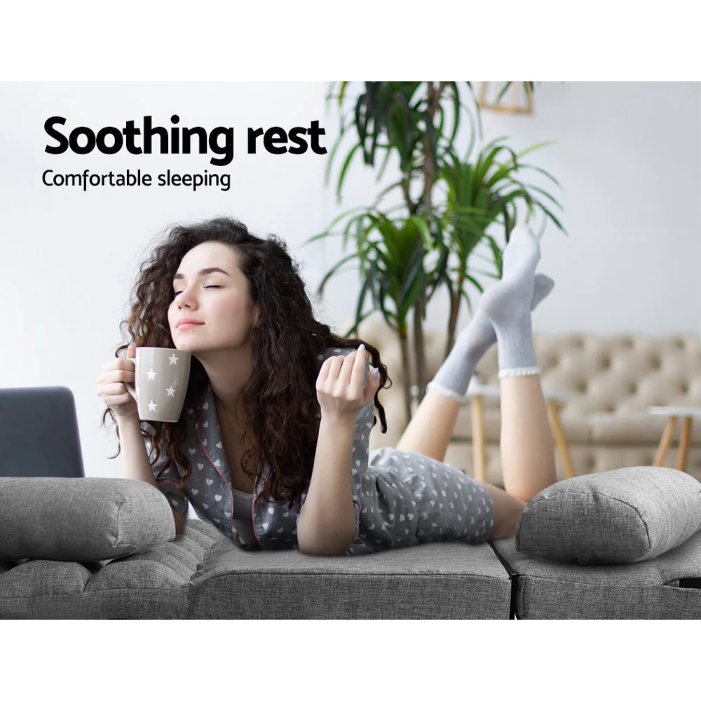 Merryn 2-Seater Fabric Folding Floor Sofa Bed Lounge - Grey - Nurns