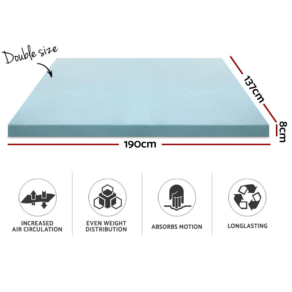 Double Giselle Bedding Memory Foam Mattress Topper Cool Gel 8cm - Nurns