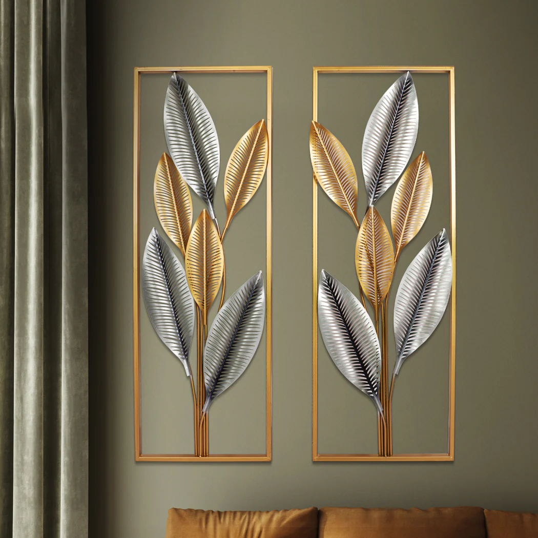 Large Metal Wall Art Hanging Leaf Tree of Life Home Decor Sculpture Garden Pair - Nurns