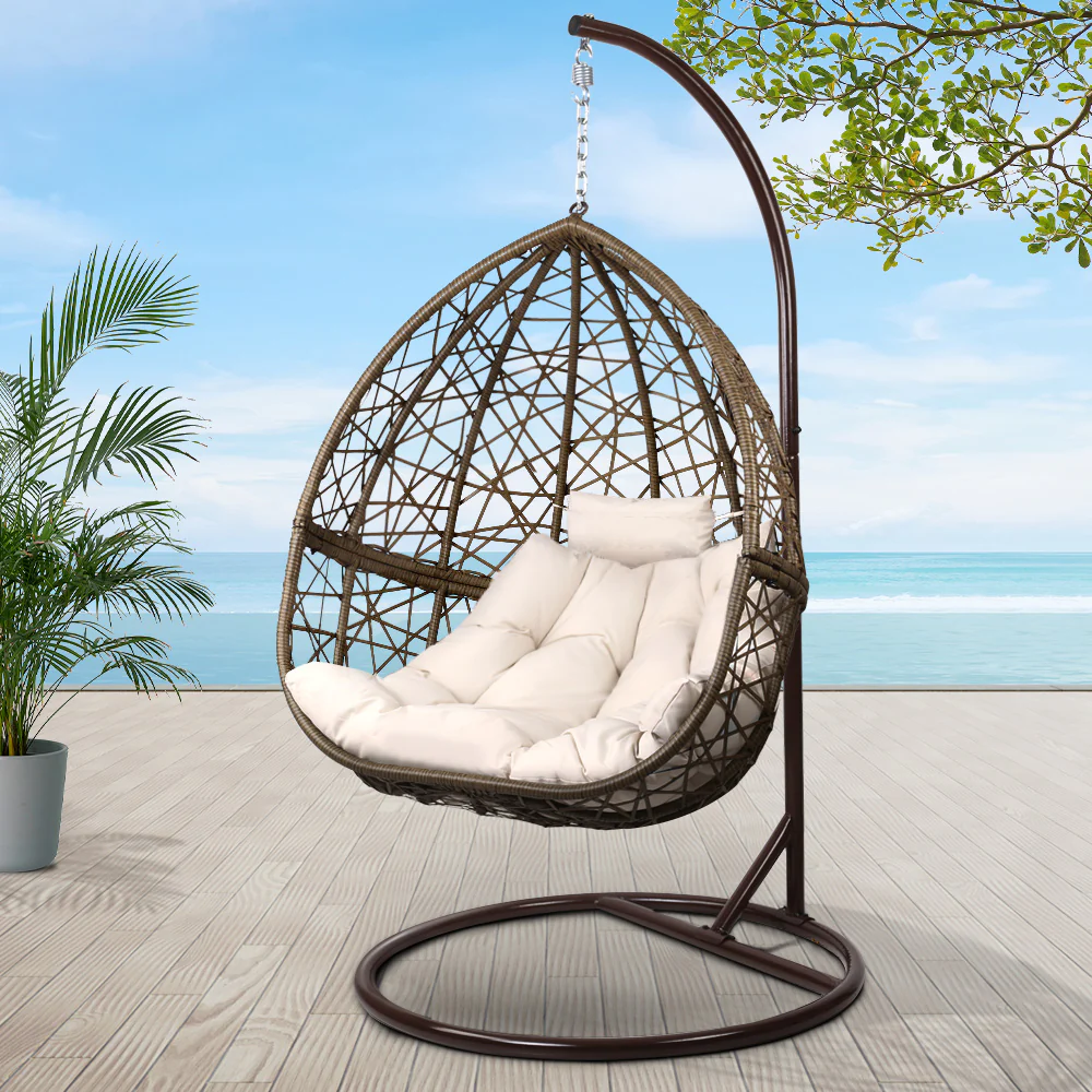 Cordi Egg Swing Chair Outdoor Hanging - Latte - Nurns