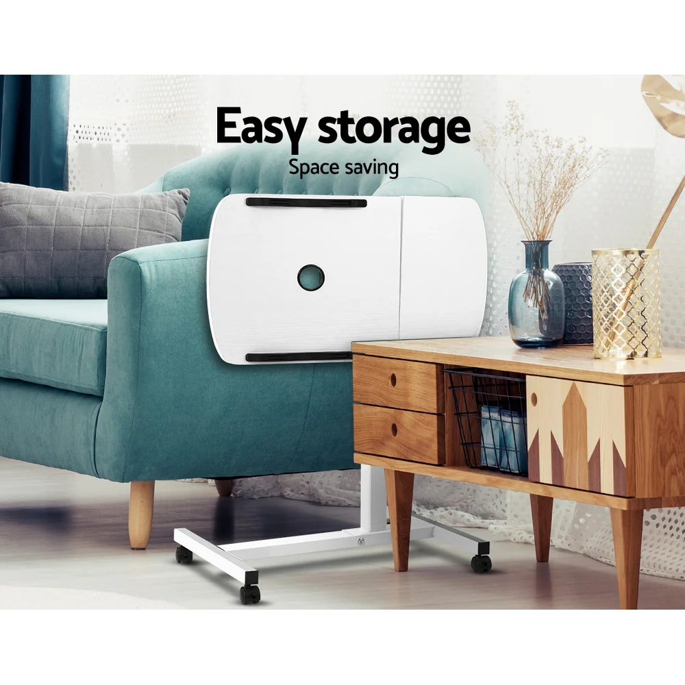 Artiss Laptop Desk Table Fan Cooling White 60cm - Nurns