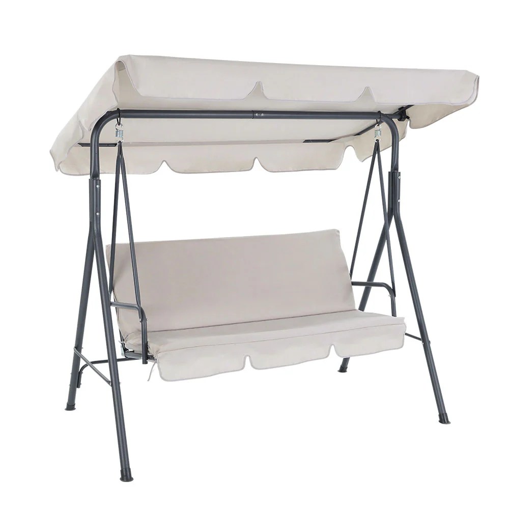 Astride Outdoor Swing Chair Garden Chair Bench Furniture Canopy 3 Seater - Beige - Nurns