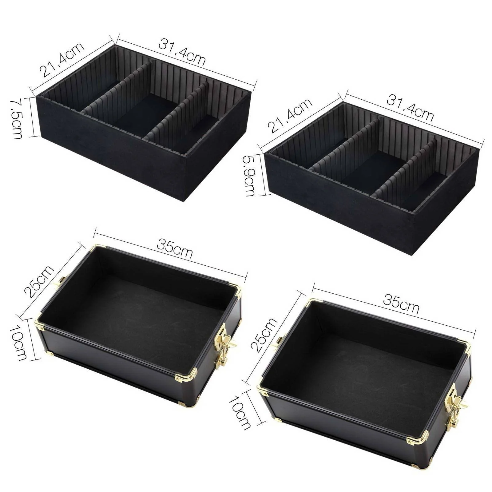 7 in 1 Portable Cosmetic Beauty Makeup Trolley - Black & Gold - Nurns