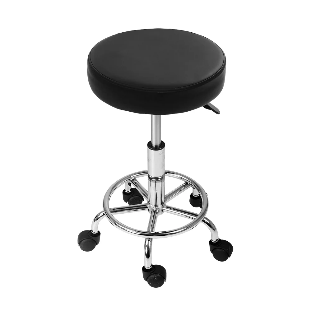 Set of 2 Salon Stool Round Swivel Chair Black - Nurns
