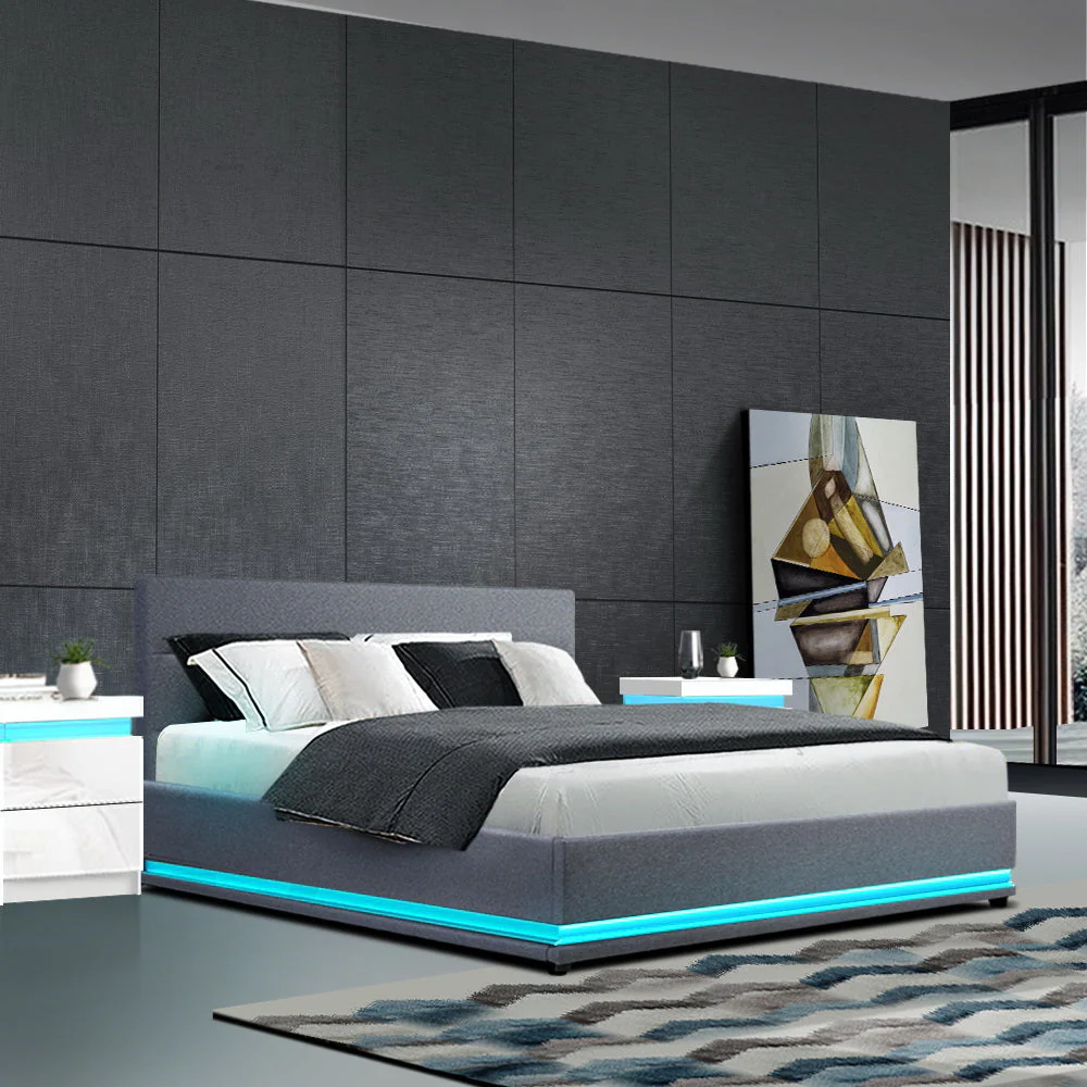 Venus Bed & Mattress Package with 34cm Black Mattress - Grey Queen - Nurns