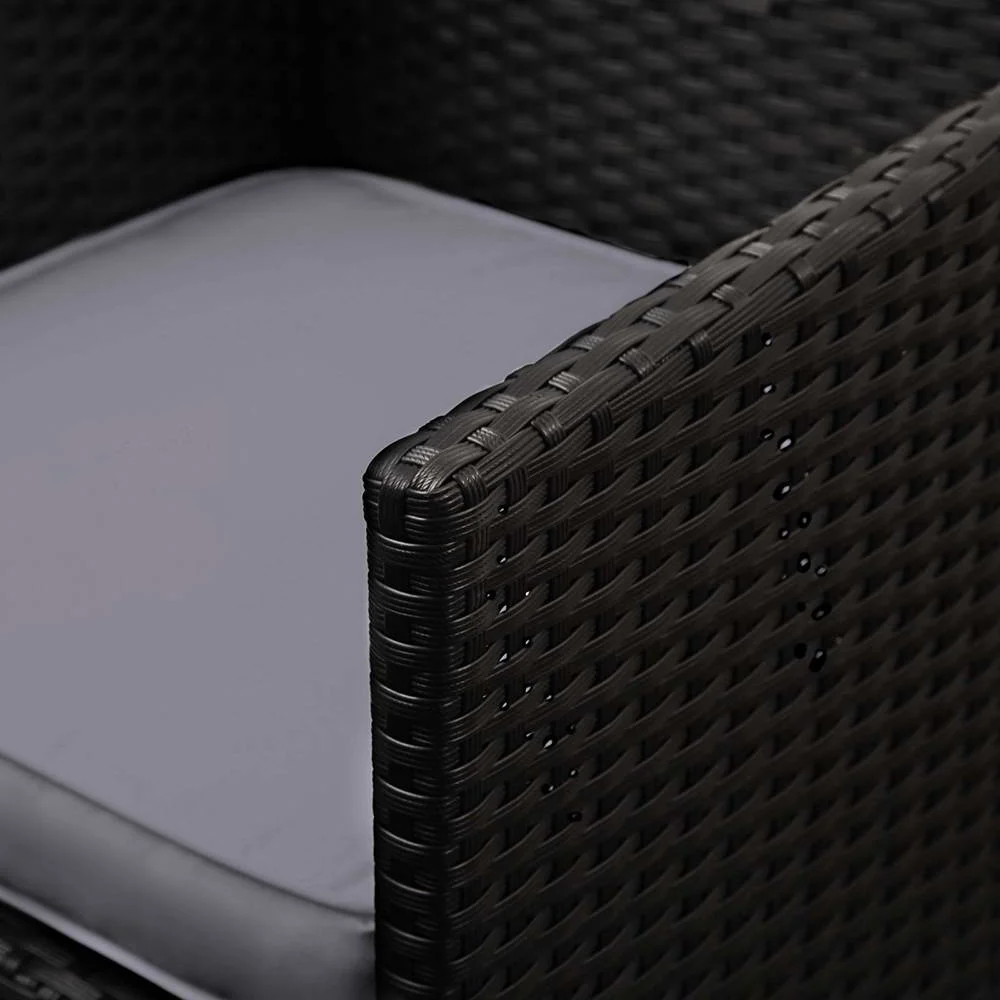 Corbridge 4-Seater Wicker 5-Piece Outdoor Dining Set - Black - Nurns