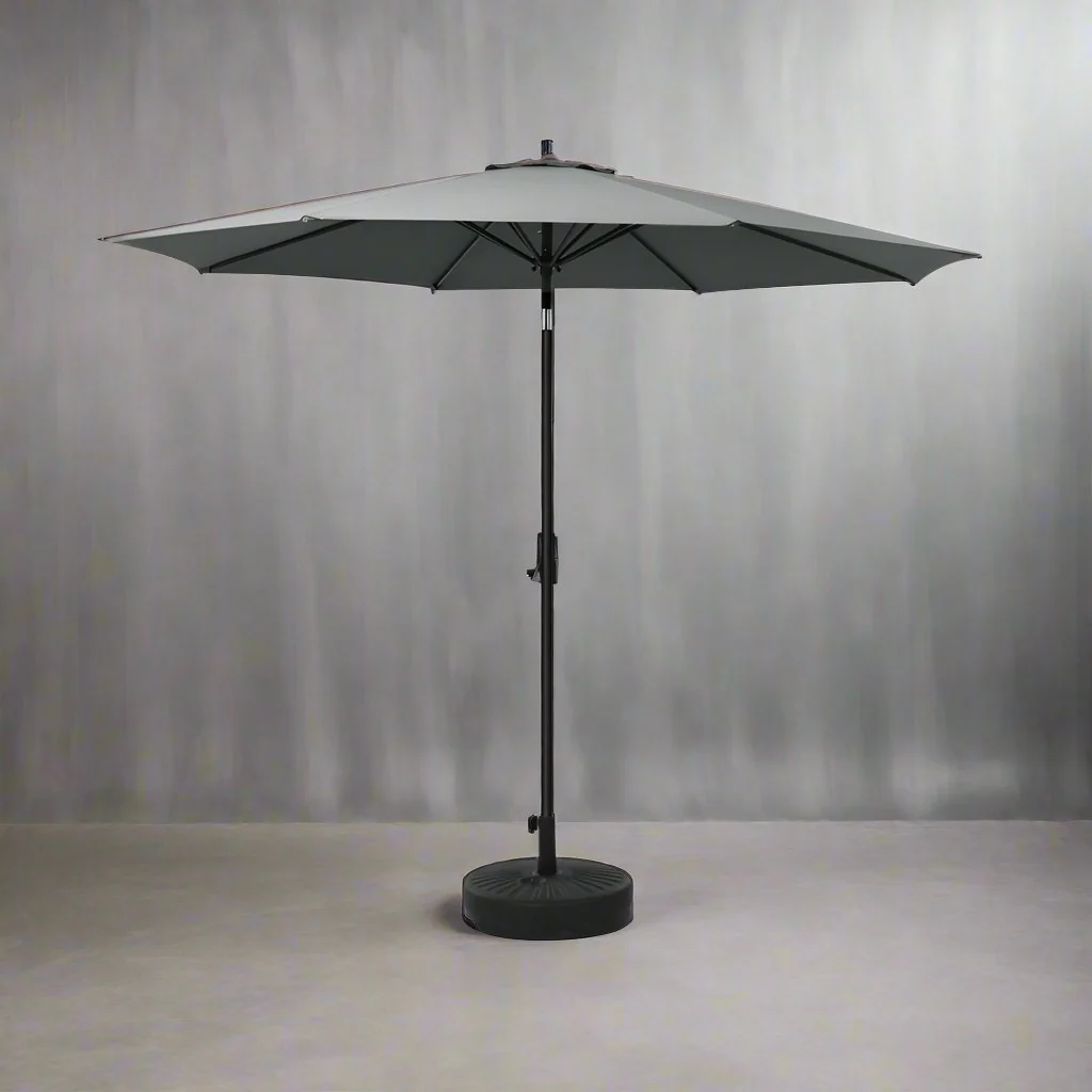 Instahut 2.7m Outdoor Umbrella w/Base Pole Stand Garden Sun Charcoal - Nurns