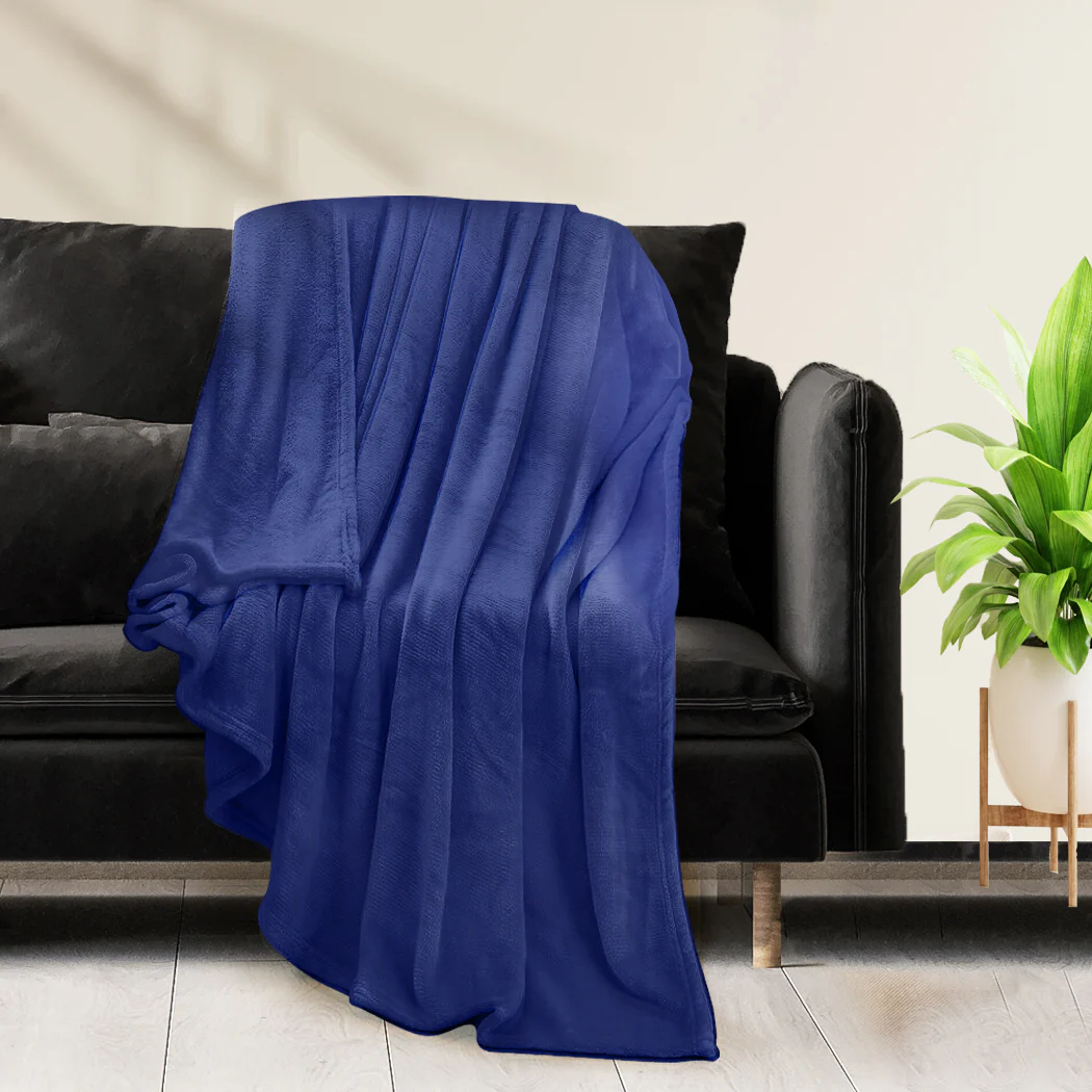 Waylon Throw Ultra-Soft Blanket 320gsm 220x240cm Warm - Navy - Nurns