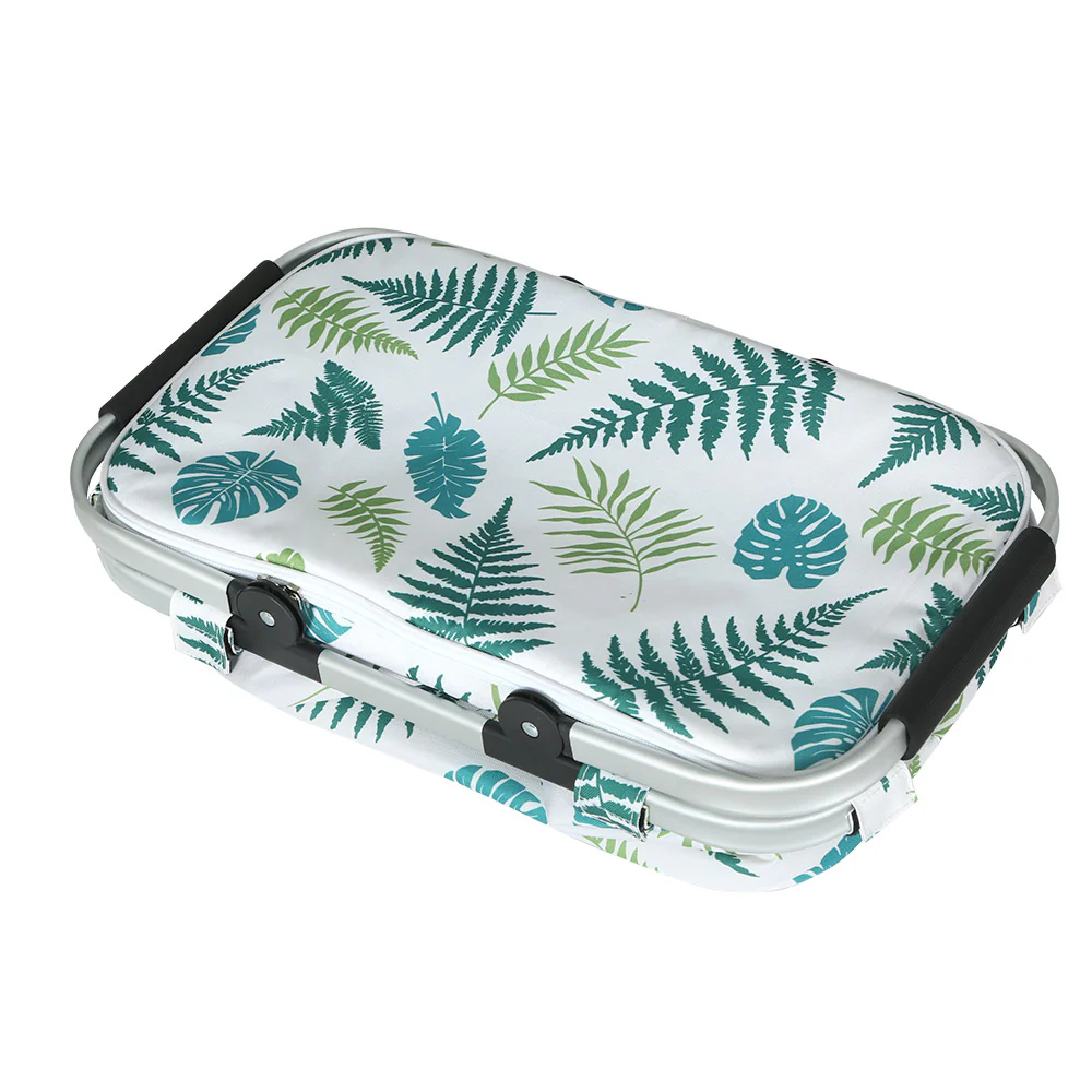 Folding Picnic Bag Basket Hamper Camping Hiking Insulated Lunch Cooler - Nurns