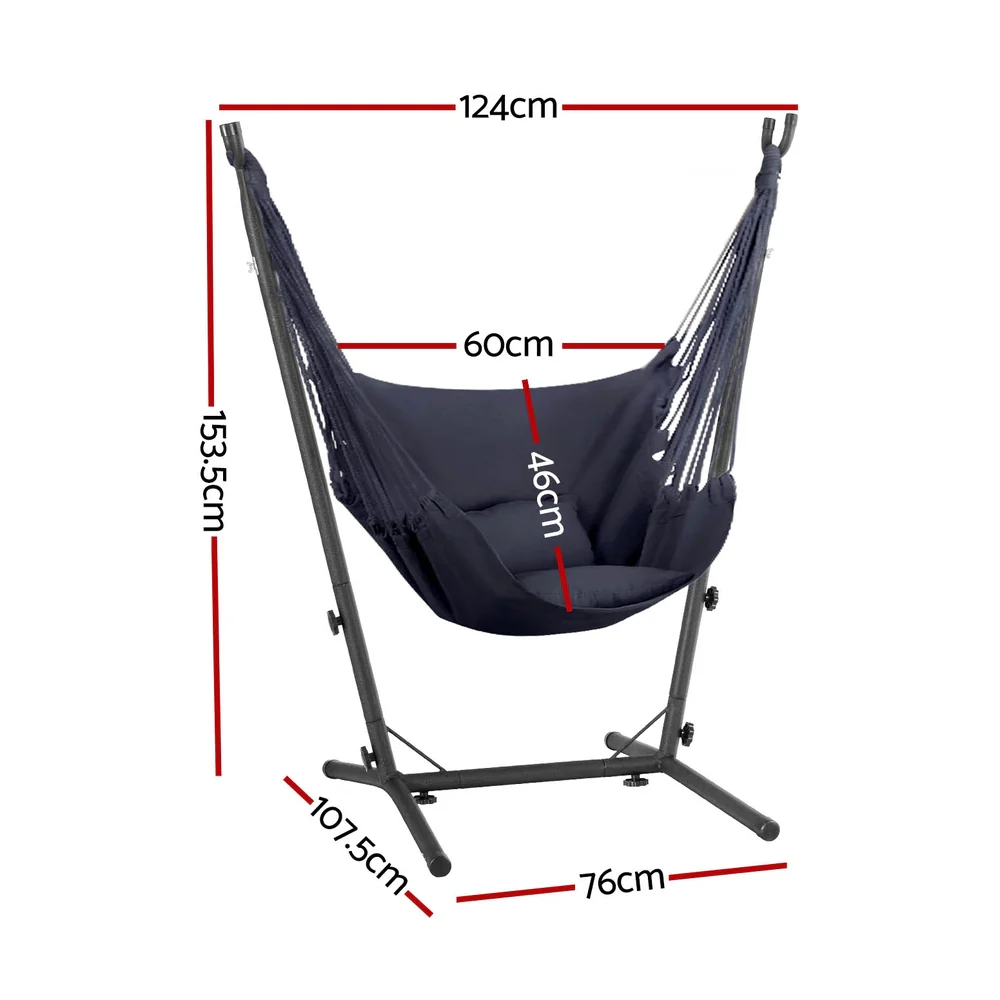 Hammock Chair Outdoor Camping Hanging with Stand - Grey - Nurns