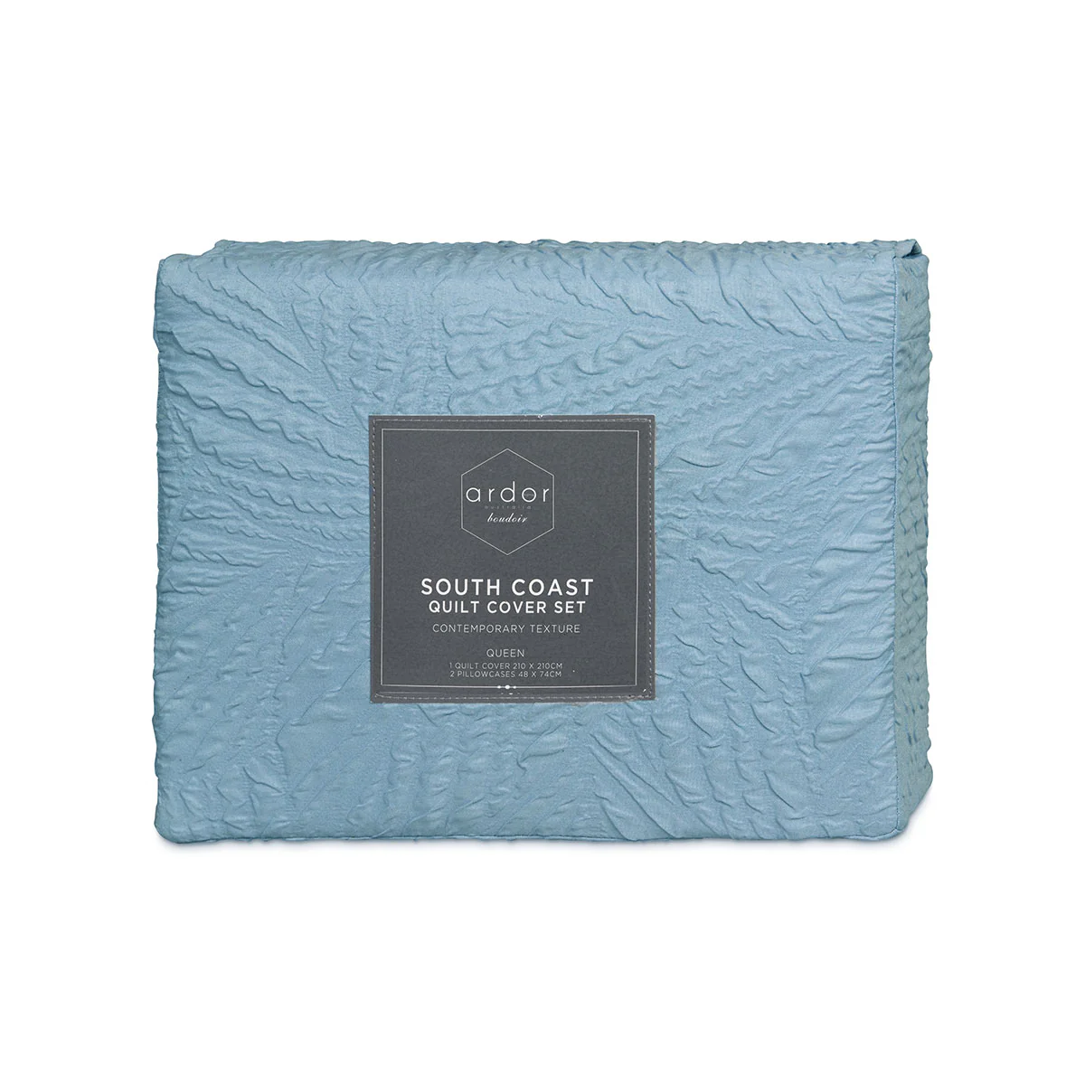 KING Embossed Quilt Cover Set - Pale Blue - Nurns