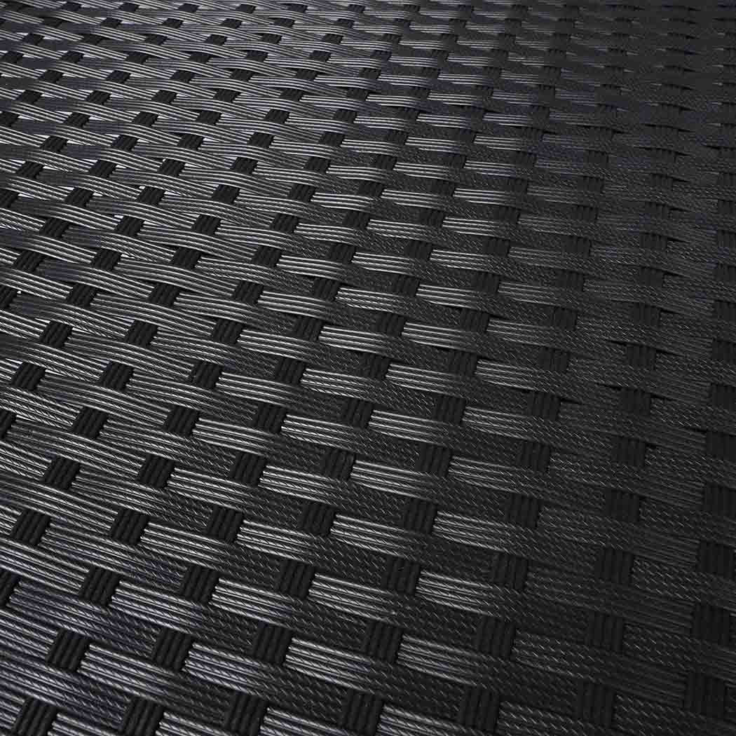 Simon Set of 2 Outdoor Sun Lounger Furniture Wicker Lounge Garden Patio Bed Pool Beige Cushion - Black - Nurns