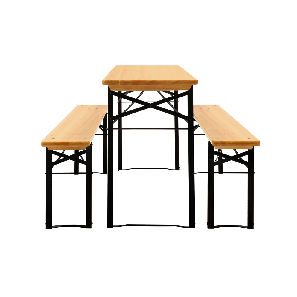 Canterbury Wooden Outdoor Foldable Bench Set - Natural - Nurns