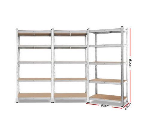 Giants 3x1.8M Warehouse Shelving Rack Racking Garage Metal Storage Shelves - Nurns