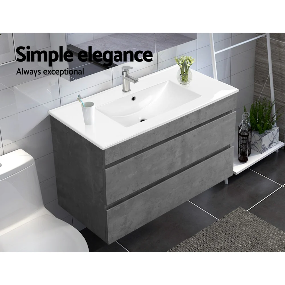 900mm Bathroom Vanity Cabinet Basin Unit Sink Storage Wall Mounted Cement - Nurns