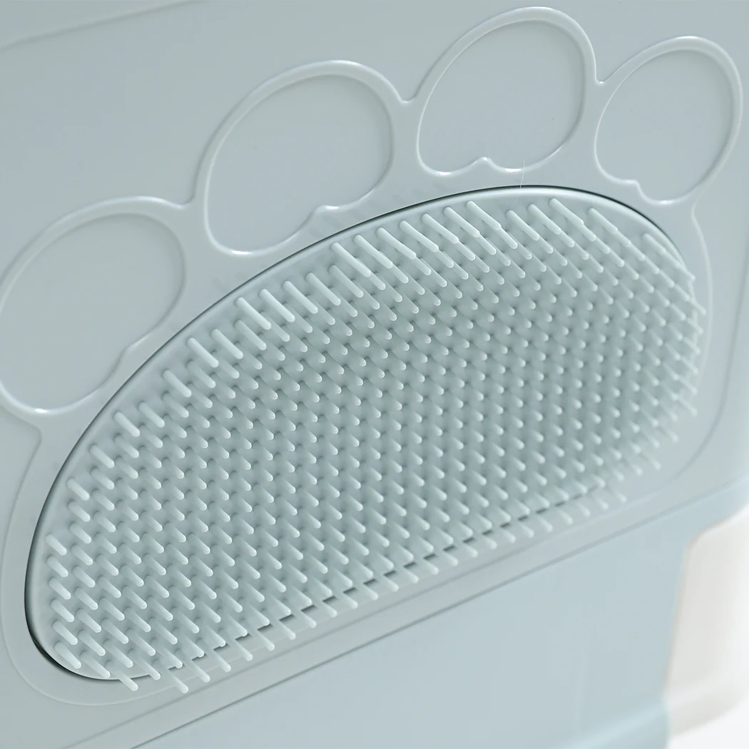 Foldable Cat Litter Box Tray Enclosed Kitty Toilet Hood Hair Grooming Blue - Green - Nurns