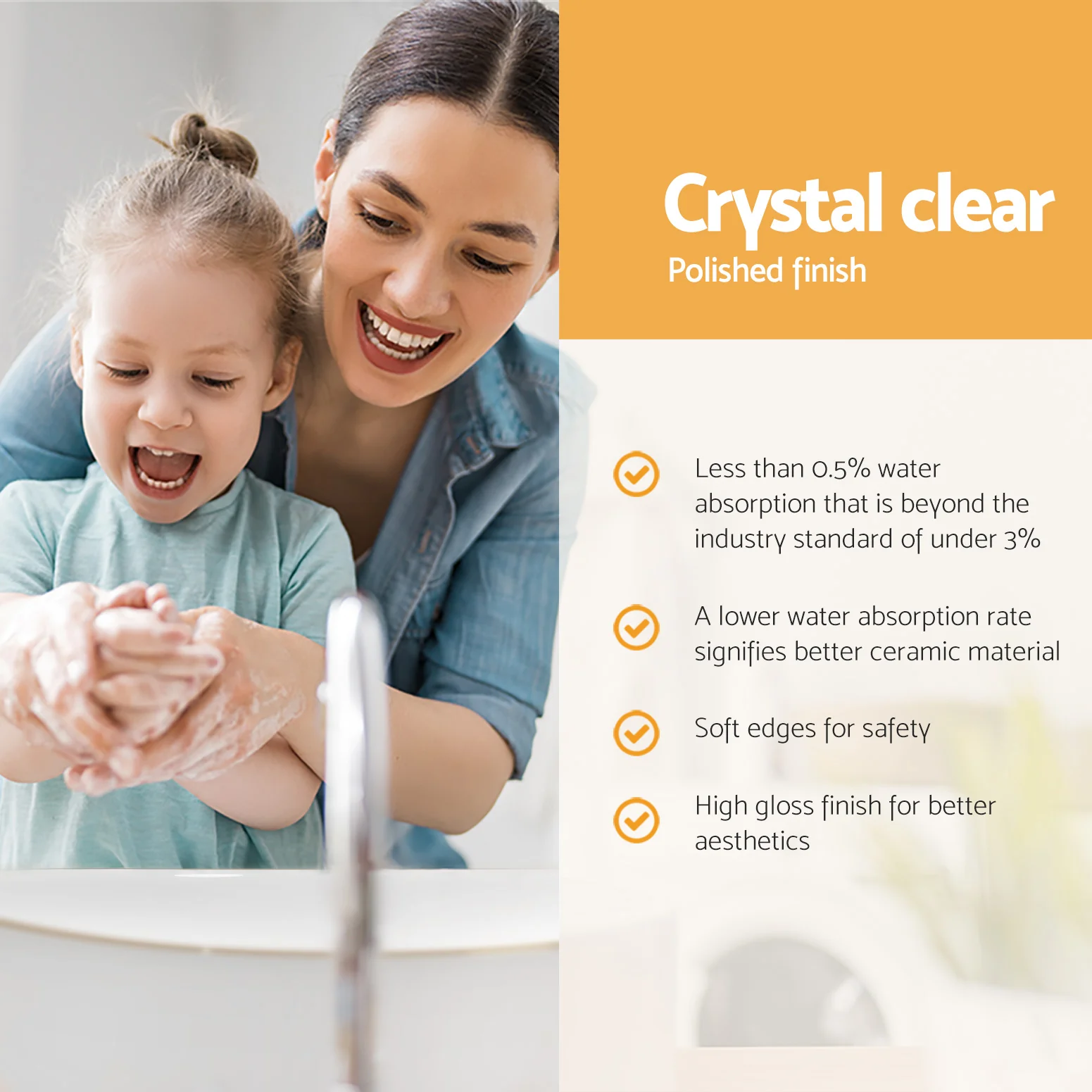 Bathroom Basin Ceramic Vanity Sink Hand Wash Bowl Gold Line 41x34cm - Nurns