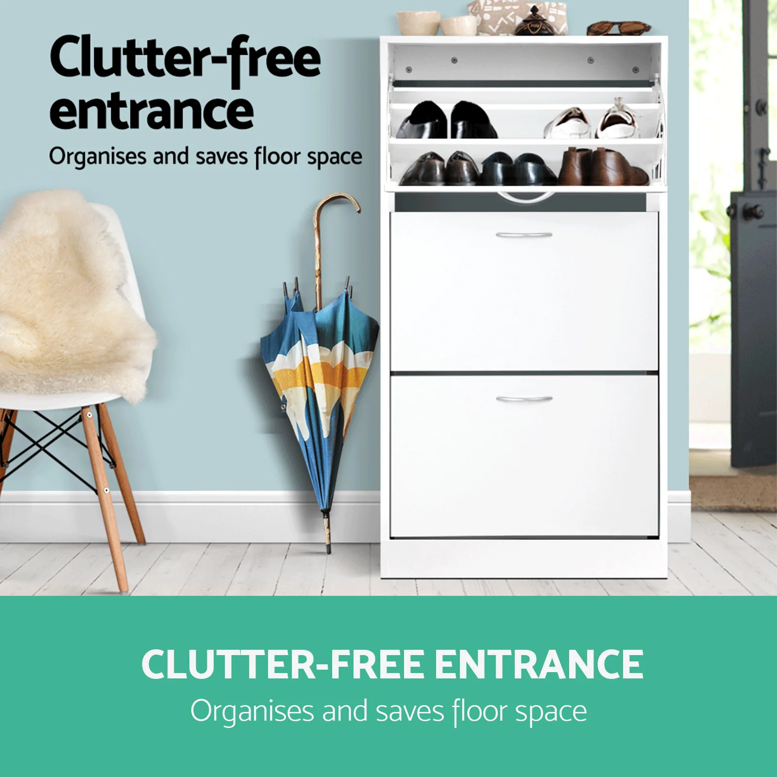 Artiss Shoe Rack Cabinet 36 Pairs Adjustable Shelves Ivy - Nurns