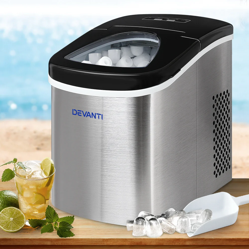 Devanti 2.4L Stainless Steel Portable Ice Cube Maker - Nurns