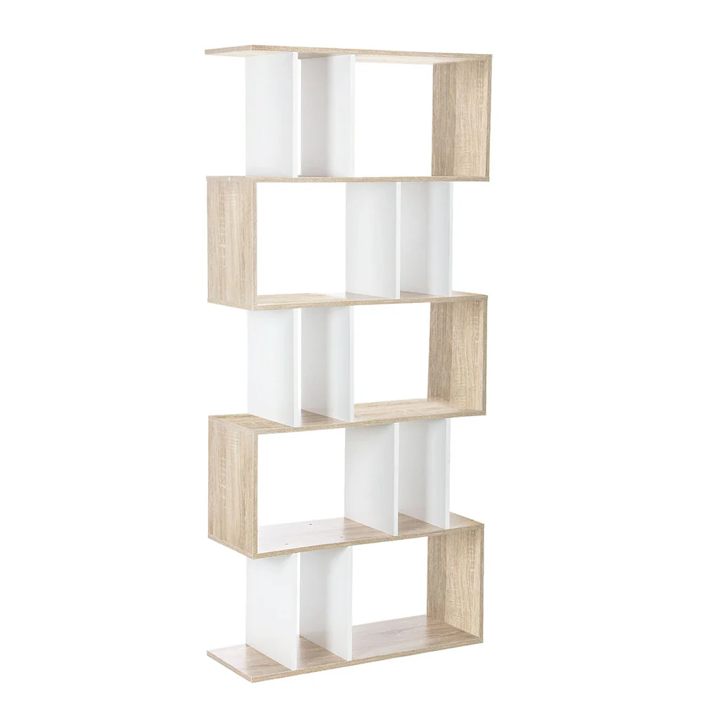 Artiss Bookshelf 5 Tiers - Rita White And Oak - Nurns