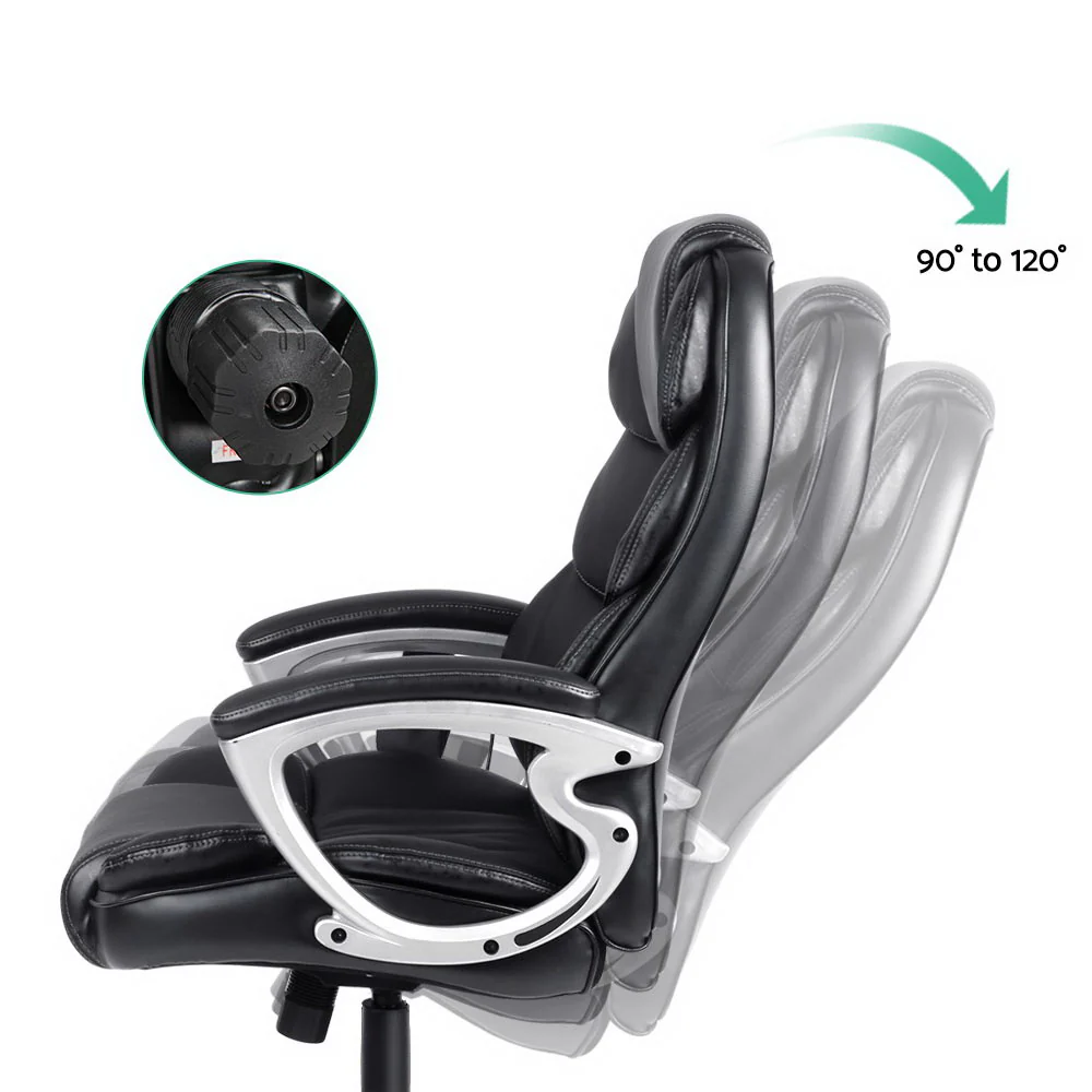 Artiss 8 Point Massage Office Chair Heated Seat Pu Black - Nurns