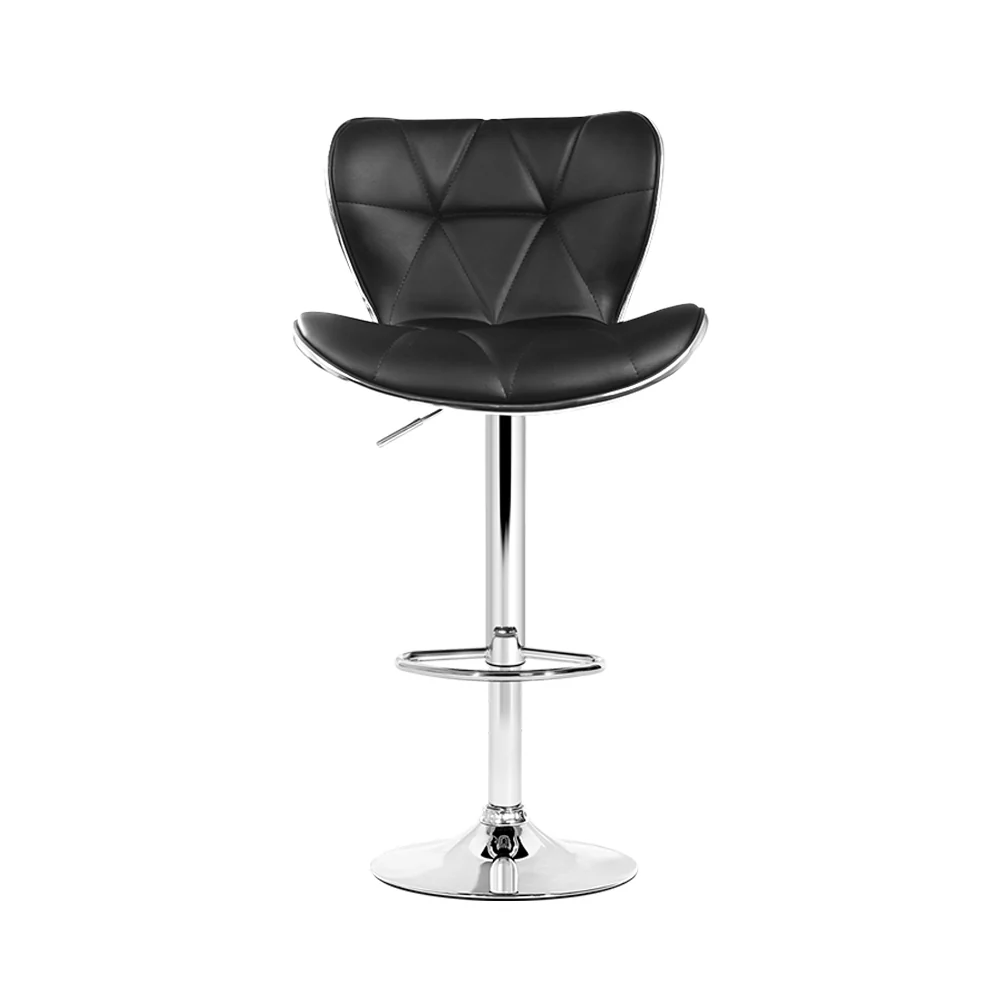 Set of 4 Liosia PU Leather Patterned Bar Stools - Black & Chrome - Nurns