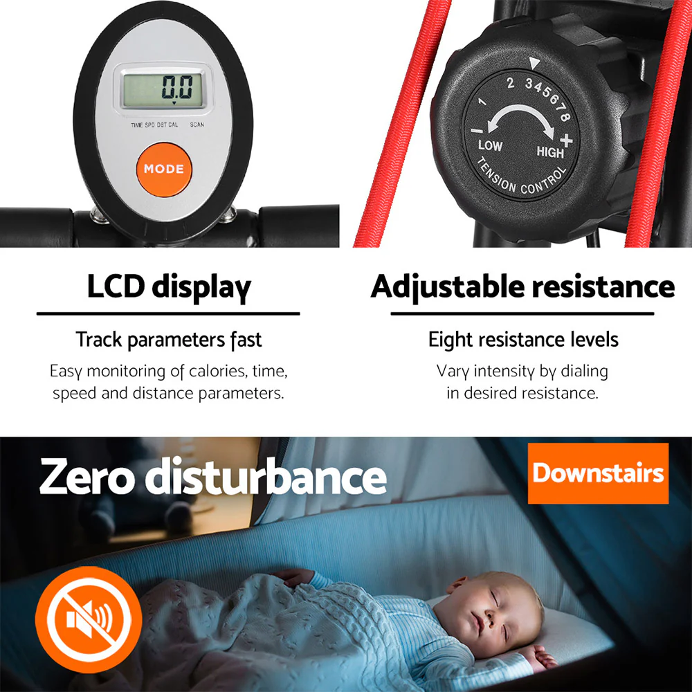 Everfit Folding Exercise Bike Magnetic X-Bike Indoor Cycling Resistance Rope - Nurns