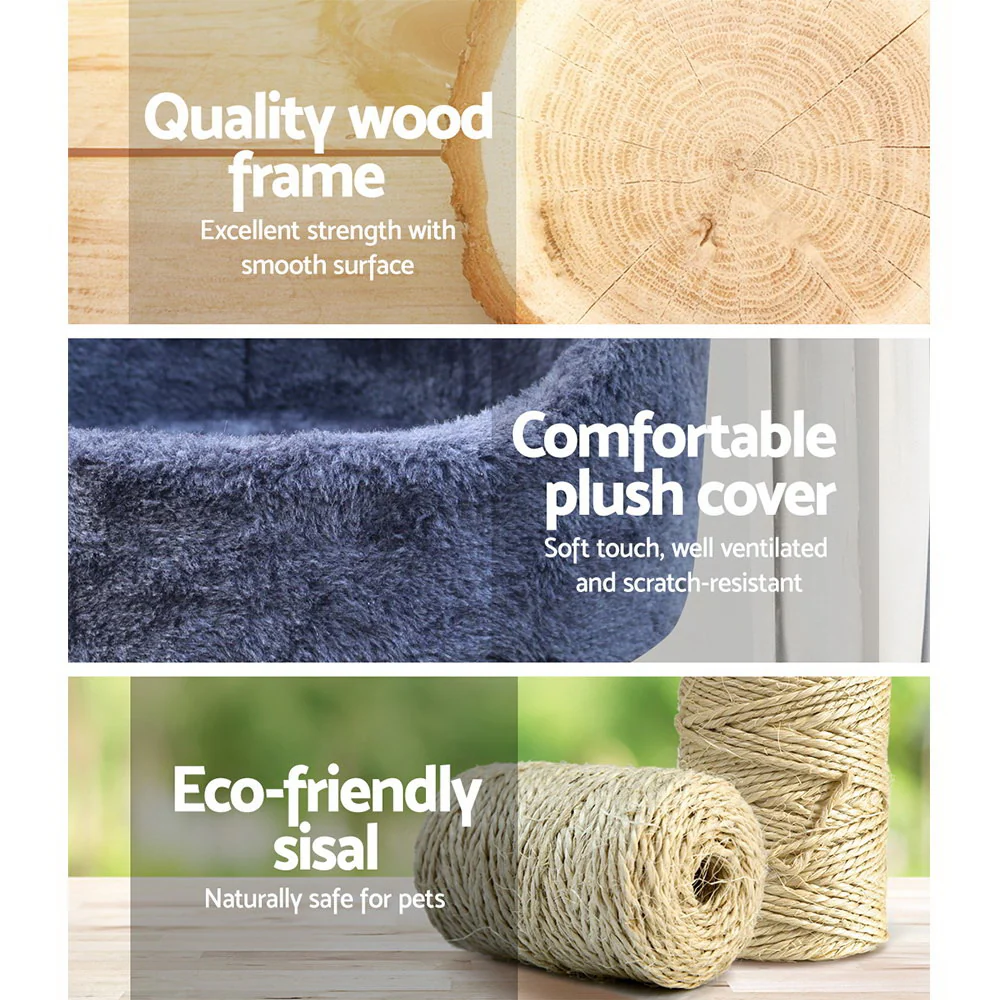 Cat Tree Trees Scratching Post Scratcher Tower Condo House Grey 126cm - Grey - Nurns