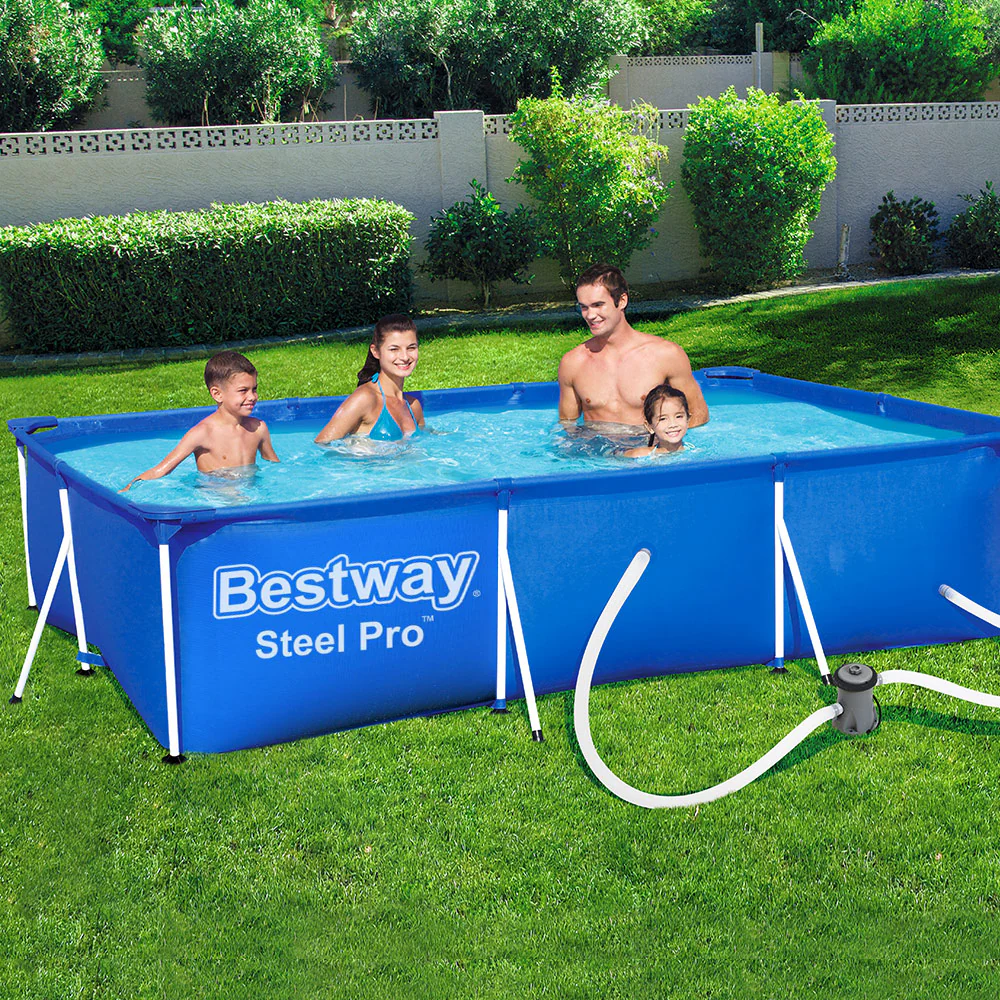 Bestway Swimming Pool 400x211x81cm Steel Frame Above Ground Pools w/ Filter Pump 5700L - Nurns