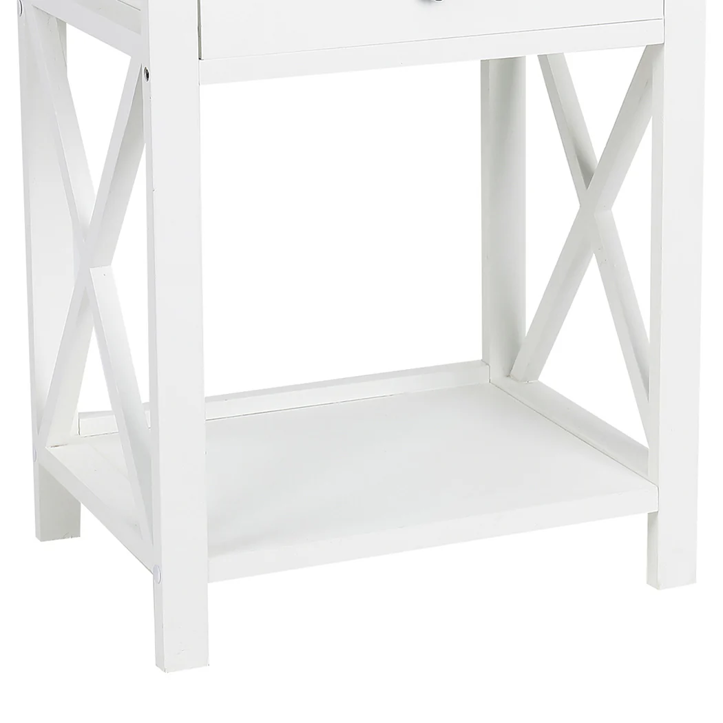 Caraquet Wooden Bedside Tables - White - Nurns