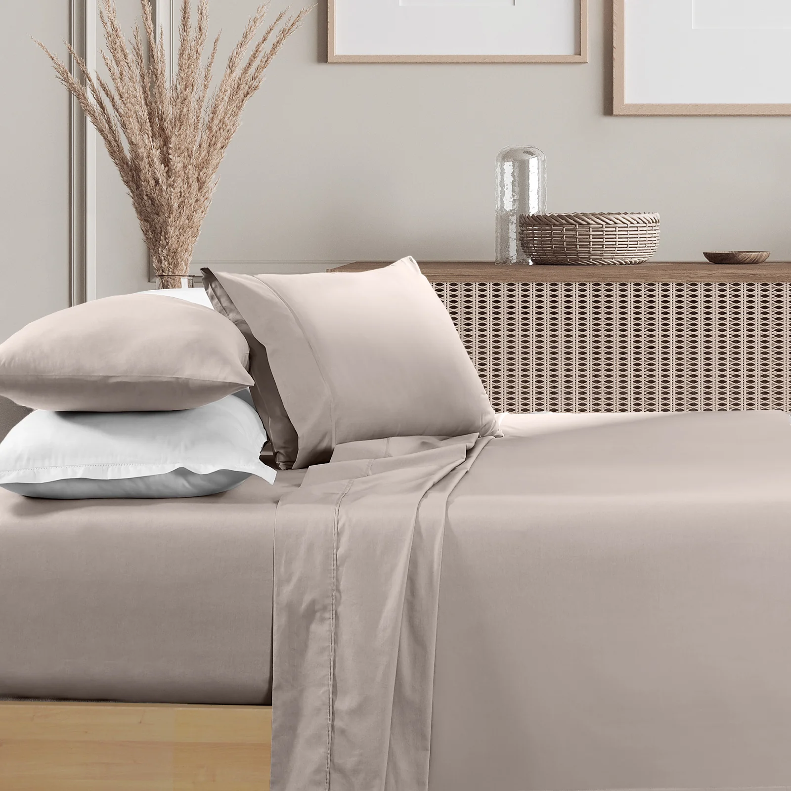 King Renee Taylor 1500 TC Cotton Blend Sheet Set - Stone - Nurns