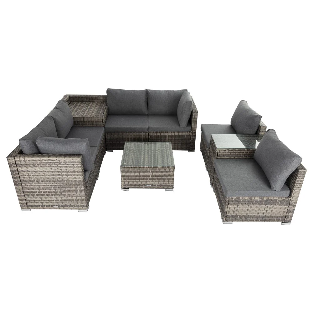 Quincy 8-Seater Outdoor Furniture Setting 9-Piece Set - Grey - Nurns