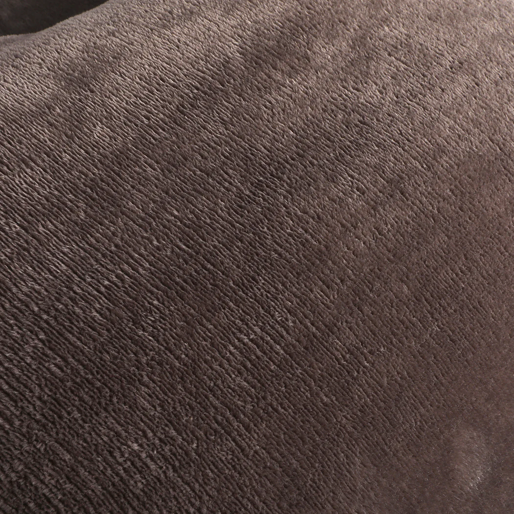 SUPER KING 3-Piece Flannel Quilt Cover with Pillowcases - Brown - Nurns